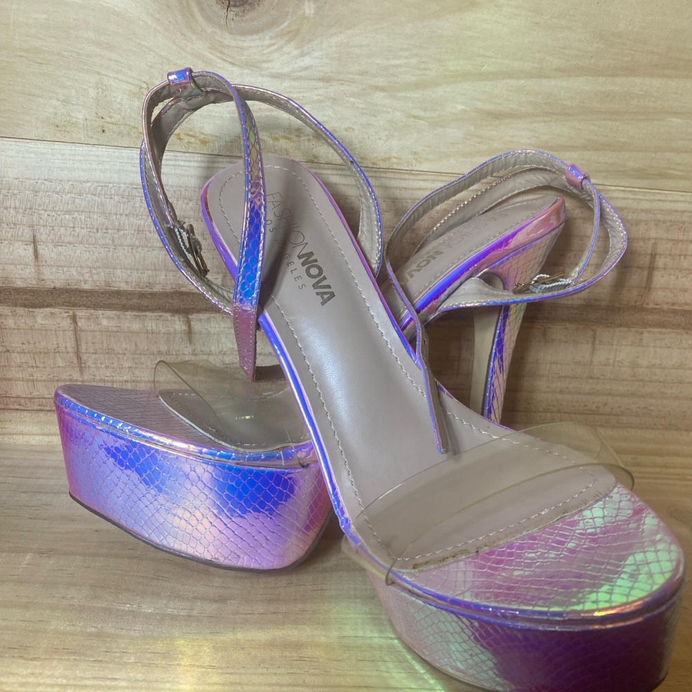 Fashion Nova Holographic Platform Heels